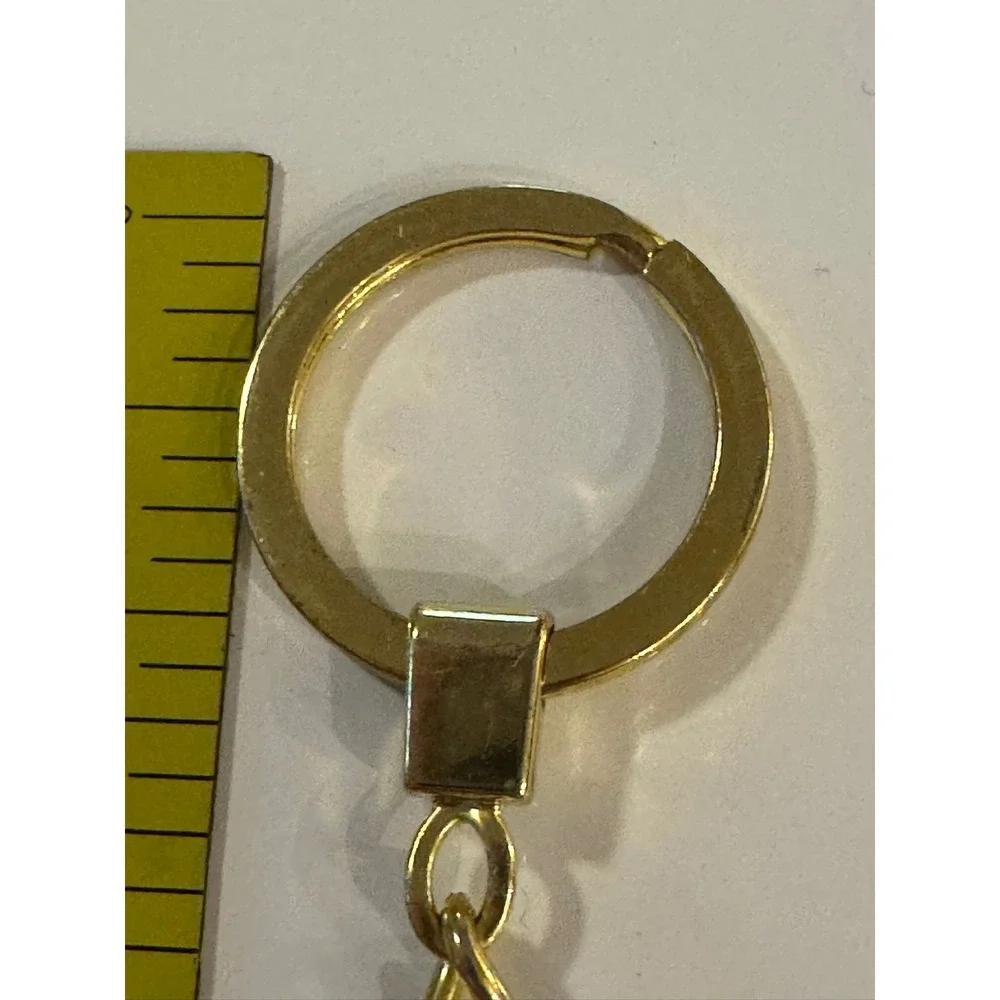 Mexico Souvenir Keychain Gold Tone Spinning Sombrero Flag Medallion Rhinestone